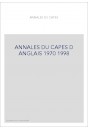 ANNALES DU CAPES D ANGLAIS 1970 1998
