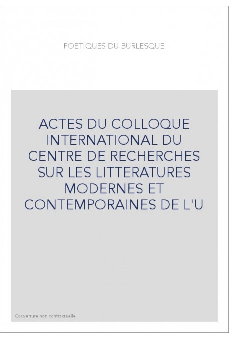 POETIQUES DU BURLESQUE.