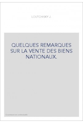 QUELQUES REMARQUES SUR LA VENTE DES BIENS NATIONAUX.