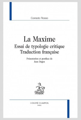 LA MAXIME. ESSAI DE TYPOLOGIE CRITIQUE