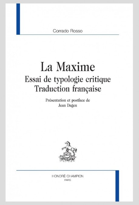 LA MAXIME. ESSAI DE TYPOLOGIE CRITIQUE