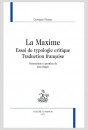 LA MAXIME. ESSAI DE TYPOLOGIE CRITIQUE