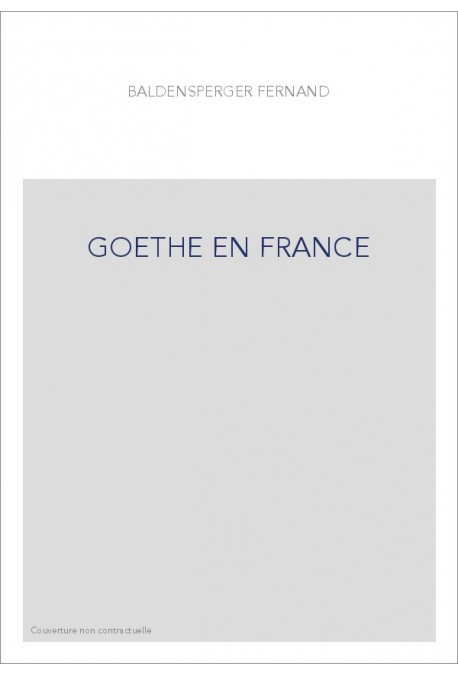 GOETHE EN FRANCE