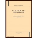 LA PLAINTE A LA RENAISSANCE