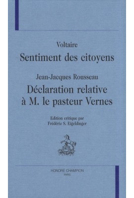 "SENTIMENT DES CITOYENS" ET "DéCLARATION RELATIVE à M. LE PASTEUR VERNES".
