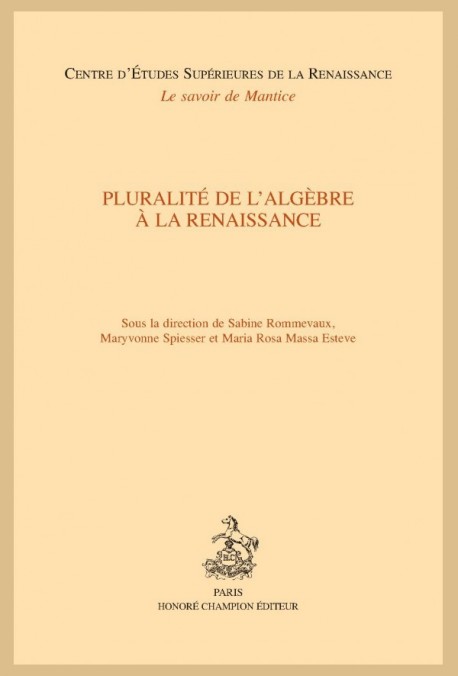 PLURALITÉ DE LALGÈBRE À LA RENAISSANCE