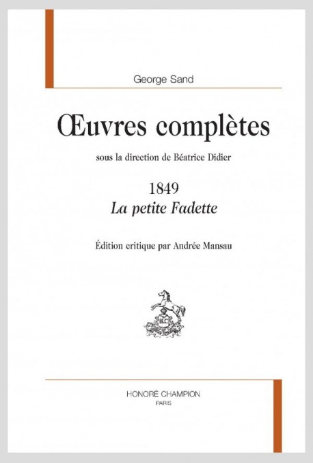 UVRES COMPLÈTES 1849 LA PETITE FADETTE