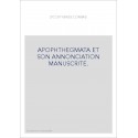 APOPHTHEGMATA ET SON ANNONCIATION MANUSCRITE.