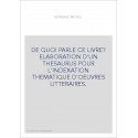 DE QUOI PARLE CE LIVRE? ELABORATION D'UN THESAURUS POUR L'INDEXATION THEMATIQUE D'OEUVRES LITTERAIRES.