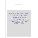 DE QUOI PARLE CE LIVRE? ELABORATION D'UN THESAURUS POUR L'INDEXATION THEMATIQUE D'OEUVRES LITTERAIRES.