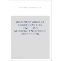 RELATIVE ET ABSOLUE CONCERNANT LES CIMETIERES MEROVINGIENS D'ENTRE LOIRE ET RHIN.