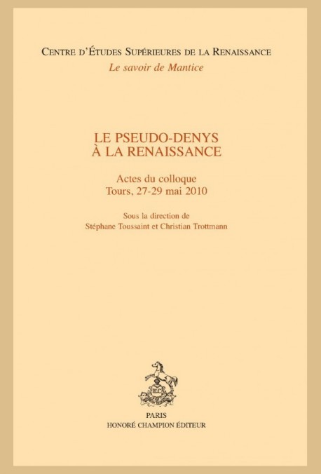 LE PSEUDO-DENYS À LA RENAISSANCE