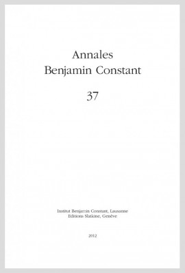 ANNALES BENJAMIN CONSTANT  NUMÉRO 37/2012