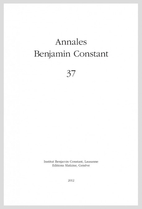 ANNALES BENJAMIN CONSTANT  NUMÉRO 37/2012