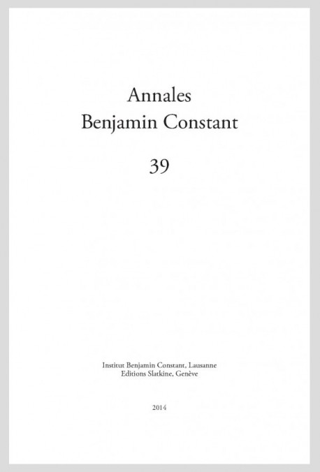 ANNALES BENJAMIN CONSTANT NUMÉRO 39/2014