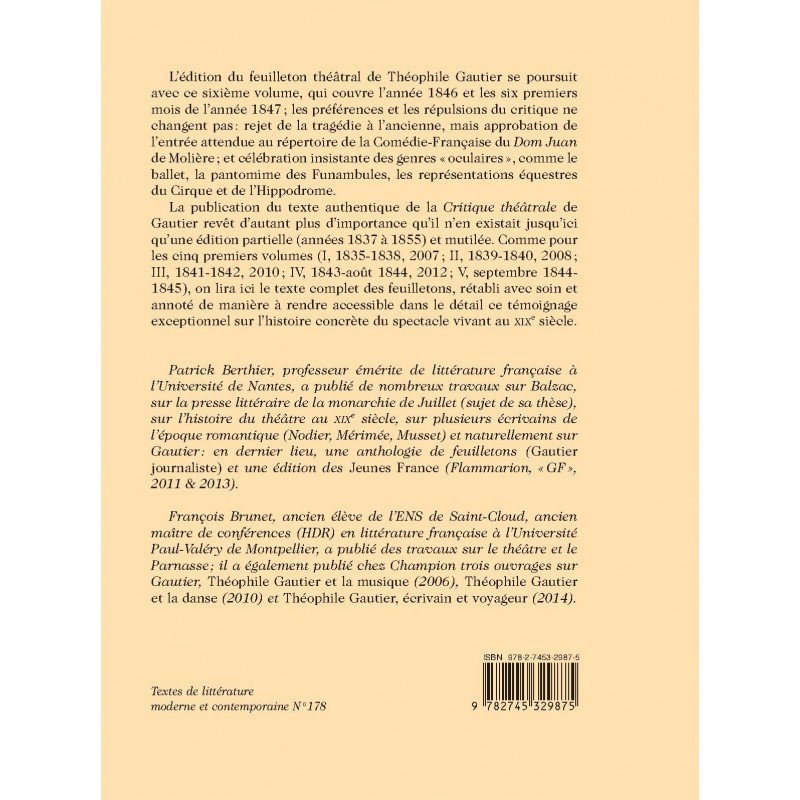 Oeuvres Complètes Section Vi Critique Théâtrale Tome Vi 1846 Juin 1847 Honore Champion - 