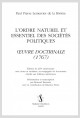 L'ORDRE NATUREL ET ESSENTIEL DES SOCIÉTÉS POLITIQUES. "OEUVRE DOCTRINALE (1767)"