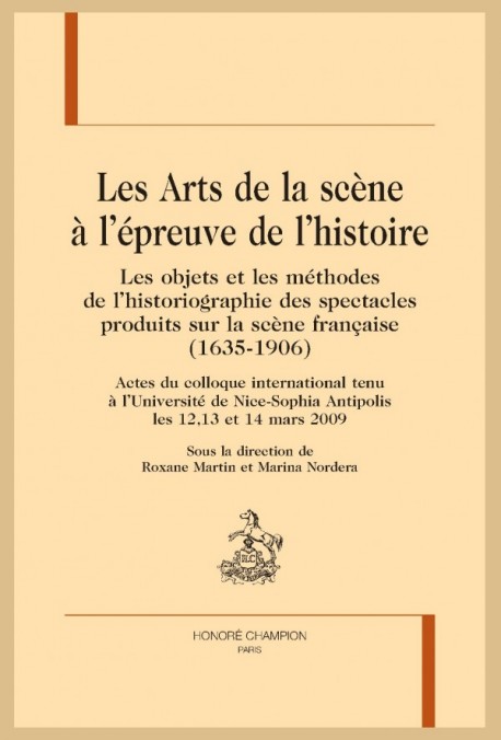 LES ARTS DE LA SCÈNE À L'ÉPREUVE DE L'HISTOIRE