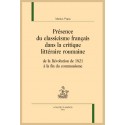 LA PRÉSENCE DU CLASSICISME FRANÇAIS DANS LA CRITIQUE LITTÉRAIRE ROUMAINE