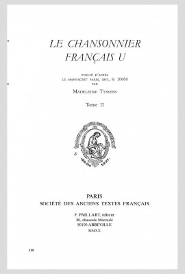 LE CHANSONNIER FRANCAIS U, TOME 2 ET DERNIER