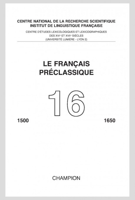LE FRANÇAIS PRÉCLASSIQUE 16