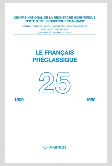 LE FRANÇAIS PRÉCLASSIQUE 25