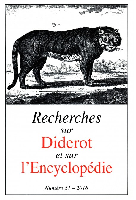 RECHERCHES SUR DIDEROT ET SUR L'ENCYCLOPÉDIE 51 - 2016