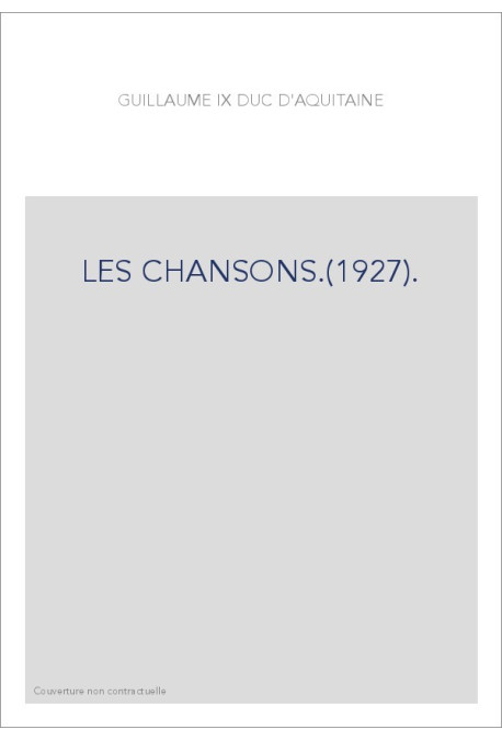 LES CHANSONS.(1927).