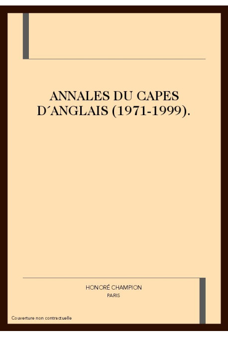 ANNALES DU CAPES D´ANGLAIS (1971-1999).