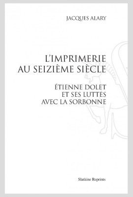 IMPRIMERIE AU SEIZIEME SIECLE