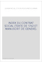 INDEX DU CONTRAT SOCIAL (TEXTE DE 1762 ET MANUSCRIT DE GENEVE).