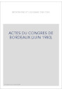 ACTES DU CONGRES DE BORDEAUX (JUIN 1980).
