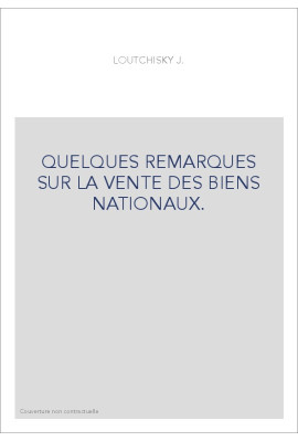 QUELQUES REMARQUES SUR LA VENTE DES BIENS NATIONAUX.