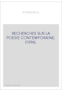 RECHERCHES SUR LA POESIE CONTEMPORAINE. (1896).