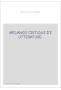 MELANGE CRITIQUE DE LITTERATURE.