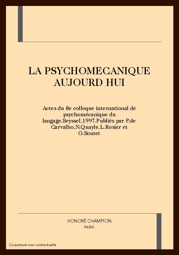 LA PSYCHOMECANIQUE AUJOURD'HUI