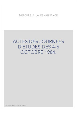 ACTES DES JOURNEES D'ETUDES DES 4-5 OCTOBRE 1984.