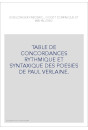 TABLE DE CONCORDANCES RYTHMIQUE ET SYNTAXIQUE DES POESIES DE PAUL VERLAINE.