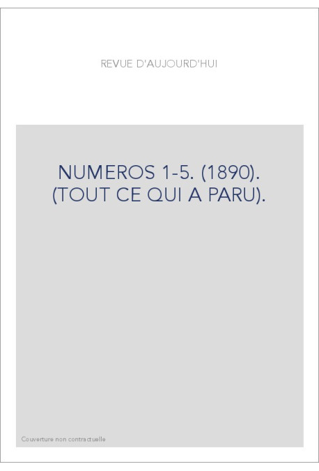 REVUE D'AUJOURD'HUI. (1890).