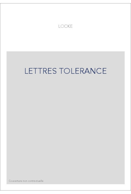 LETTRES SUR LA TOLERANCE. PRESENTE PAR PAUL VERNIERE.  (1825).