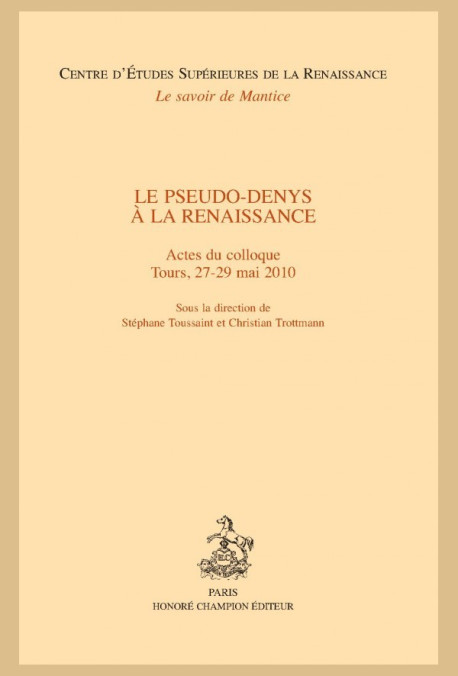 LE PSEUDO-DENYS À LA RENAISSANCE