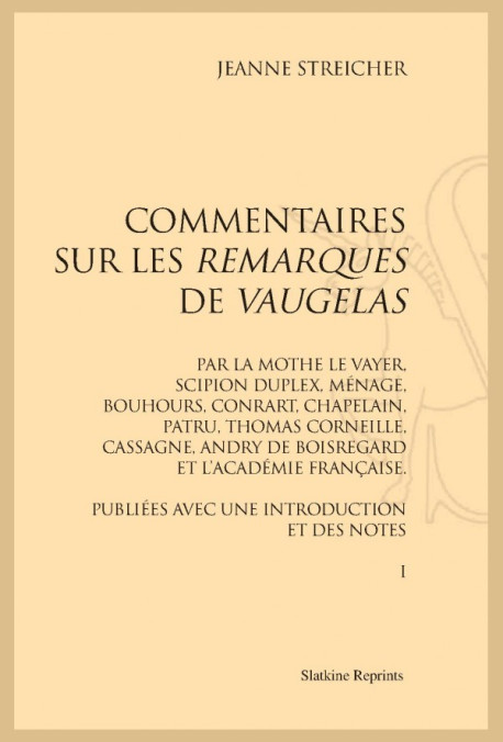 COMMENTAIRES REMARQUES  VAUGELAS