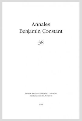 ANNALES BENJAMIN CONSTANT NUMÉRO 38/2013