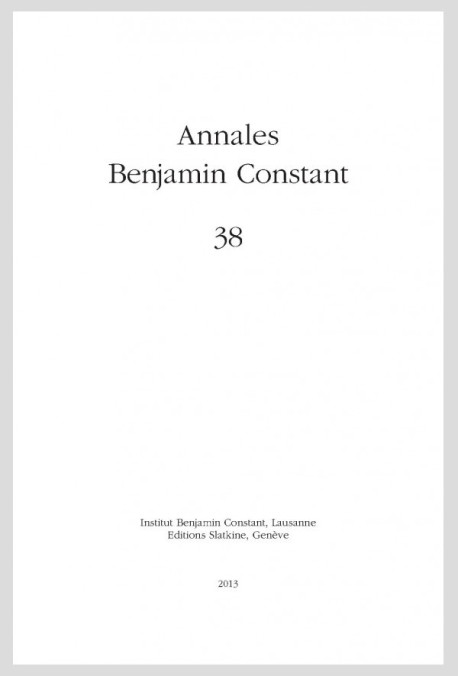 ANNALES BENJAMIN CONSTANT NUMÉRO 38/2013