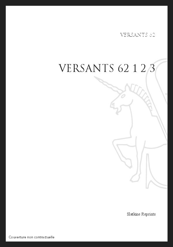 VERSANTS 62 2015 3 FASCICULES FRANÇAIS - ITALIEN - ESPAGNOL