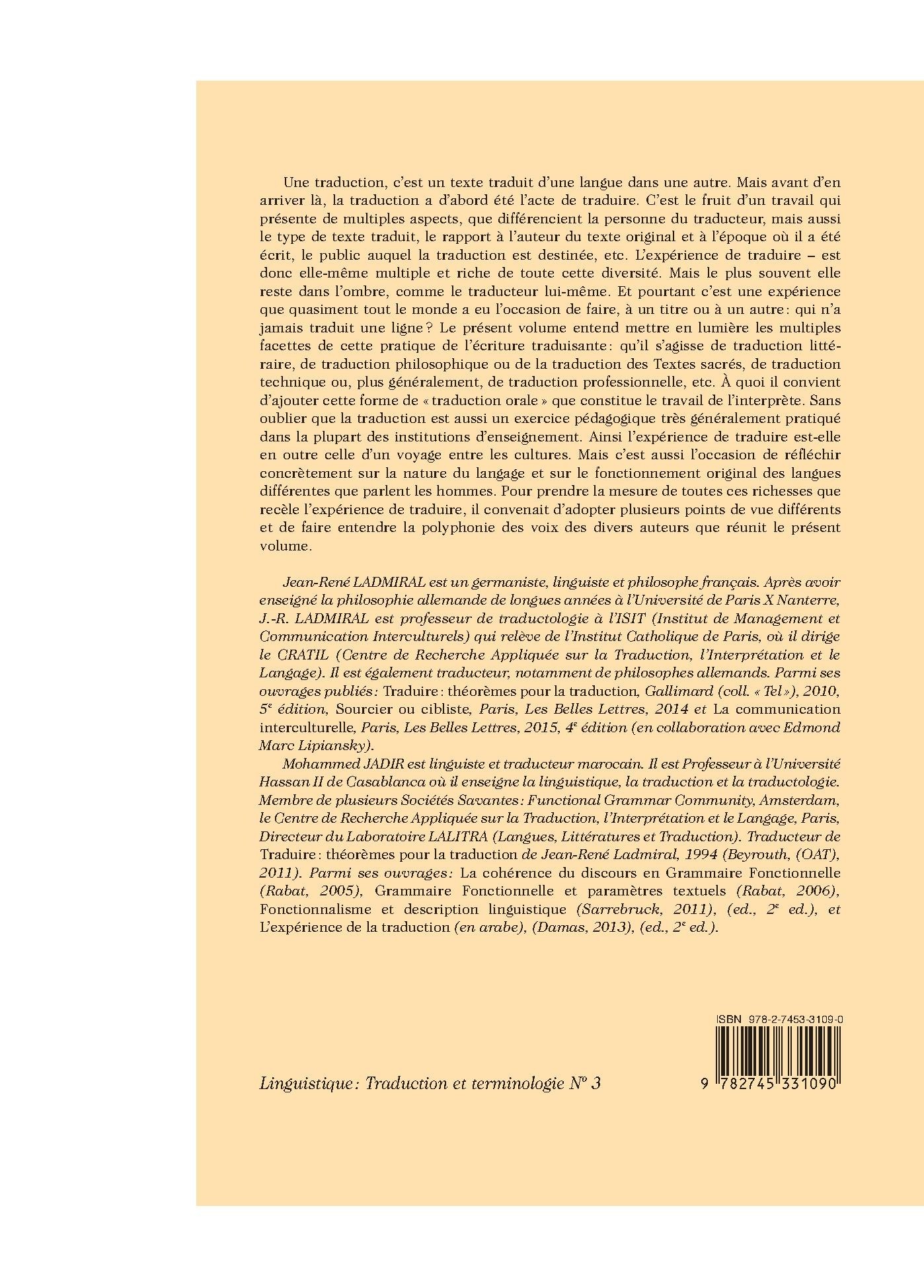 L'EXPÉRIENCE DE TRADUIRE