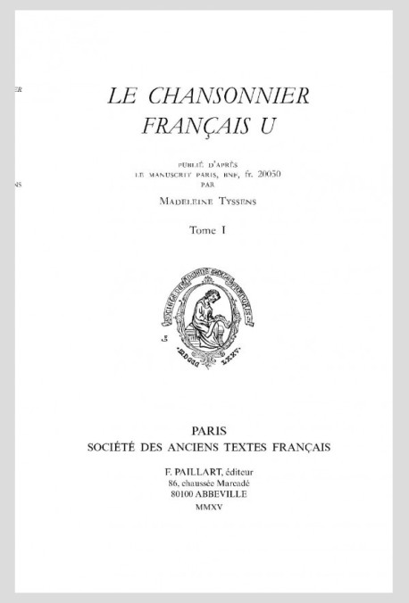 LE CHANSONNIER FRANCAIS U, TOME 1.