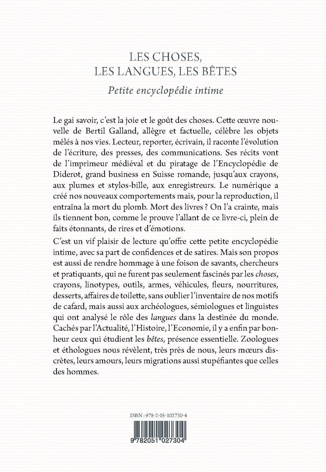 LES CHOSES,  LES LANGUES, LES BÊTES