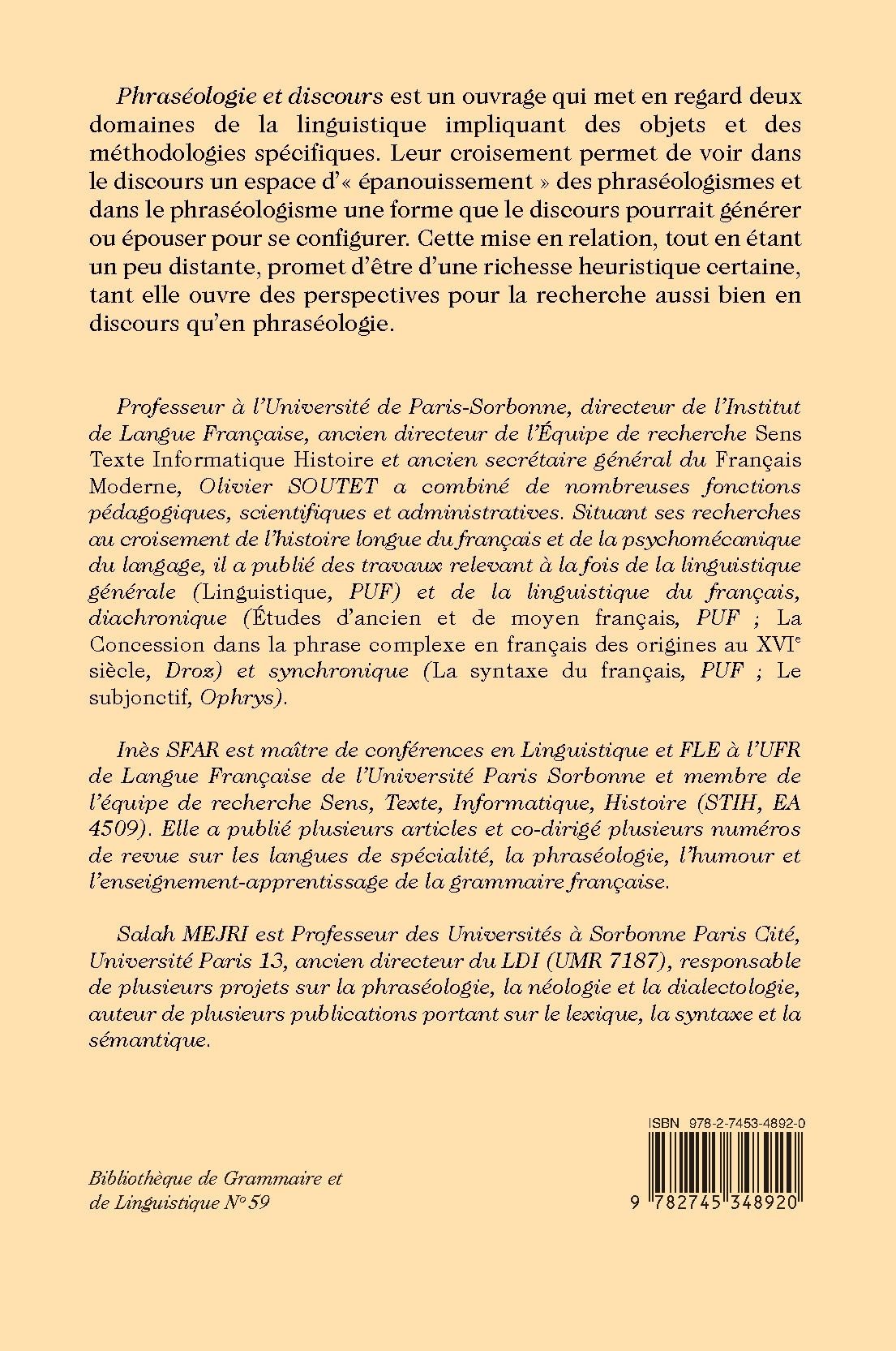 PHRASÉOLOGIE ET DISCOURS