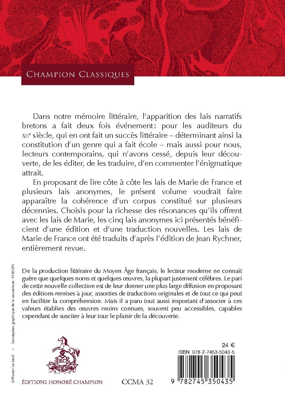 LAIS BRETONS (XIIE-XIIIE SIECLES) :  MARIE DE FRANCE ET SES CONTEMPORAINS